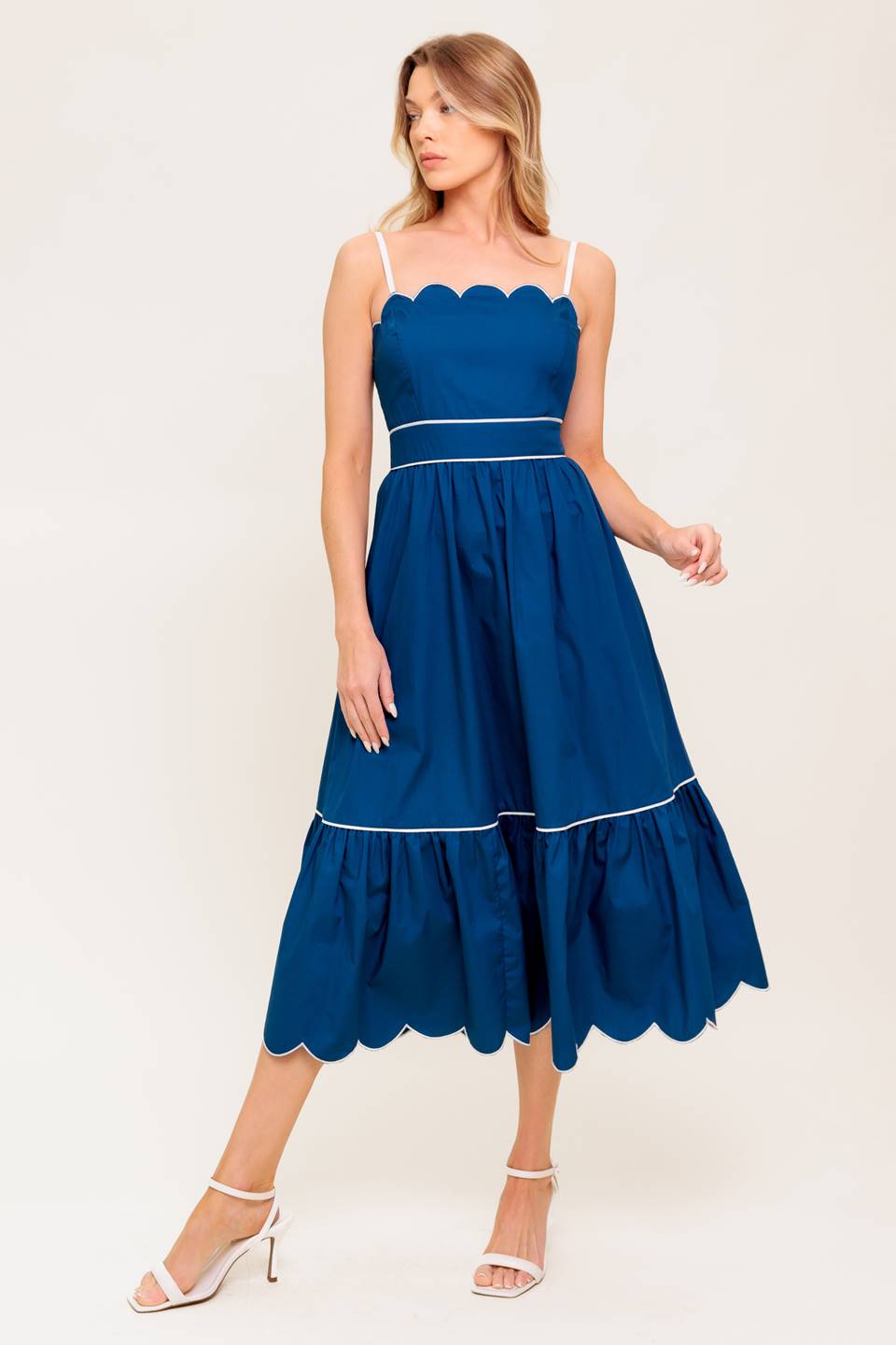 RUSTIC DREAM NAVY WOVEN MIDI DRESS Flying Tomato